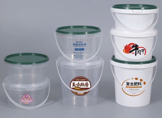 ISO9001 20l transparent plastik ember dengan aplikasi transfer panas